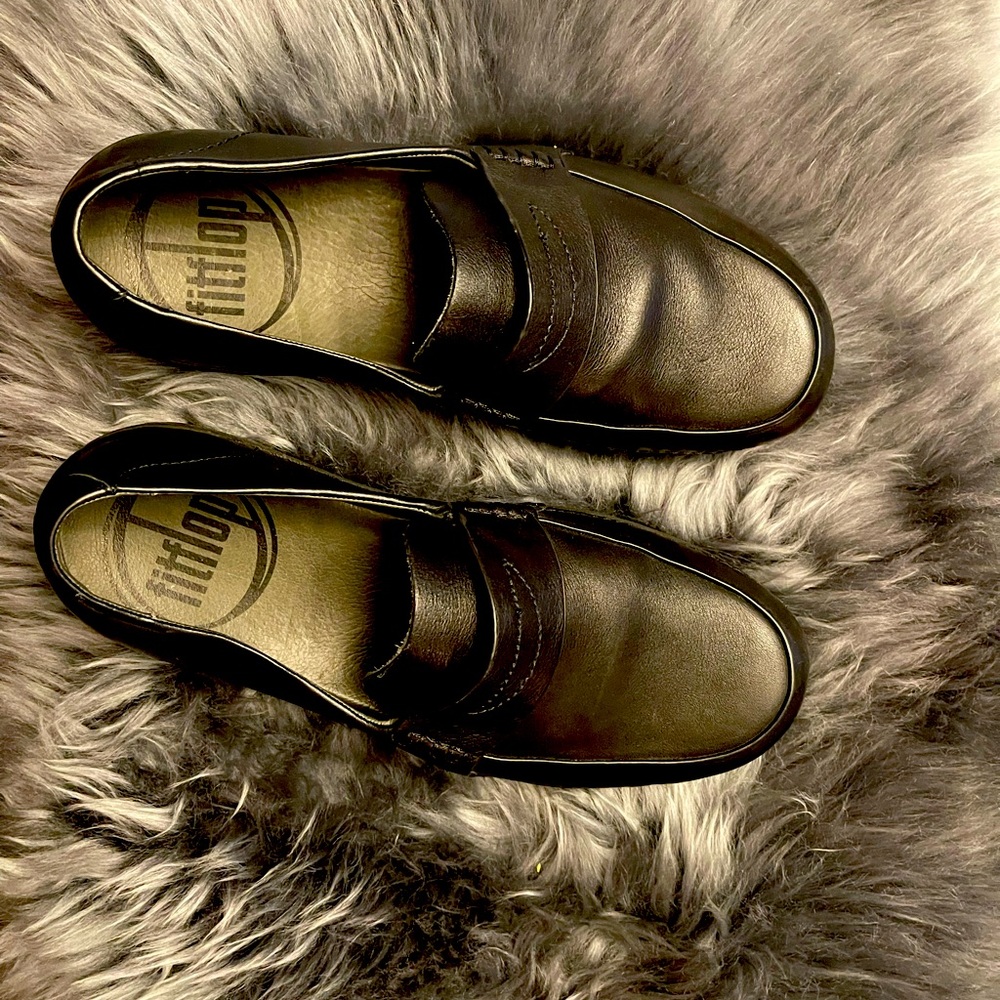 FitFlop men’s loafers, soft black leather, size 8